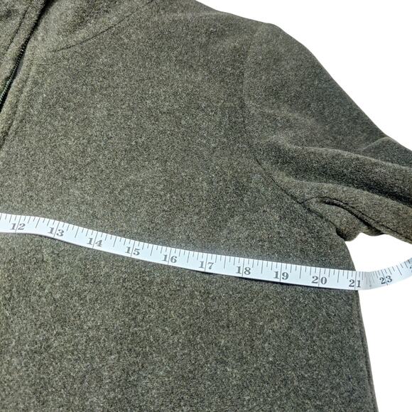 Eileen Fisher 100% Italian Wool Olive Green Full Zip Trench Car Coat Small Flaws - Picture 8 of 16